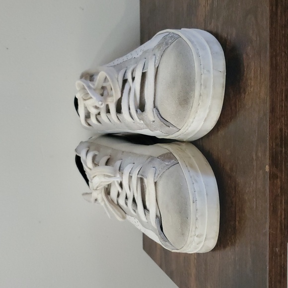 P448 White Leather And Suede Sneakers Womens Size 39 Calf Hair - Picture 5 of 14